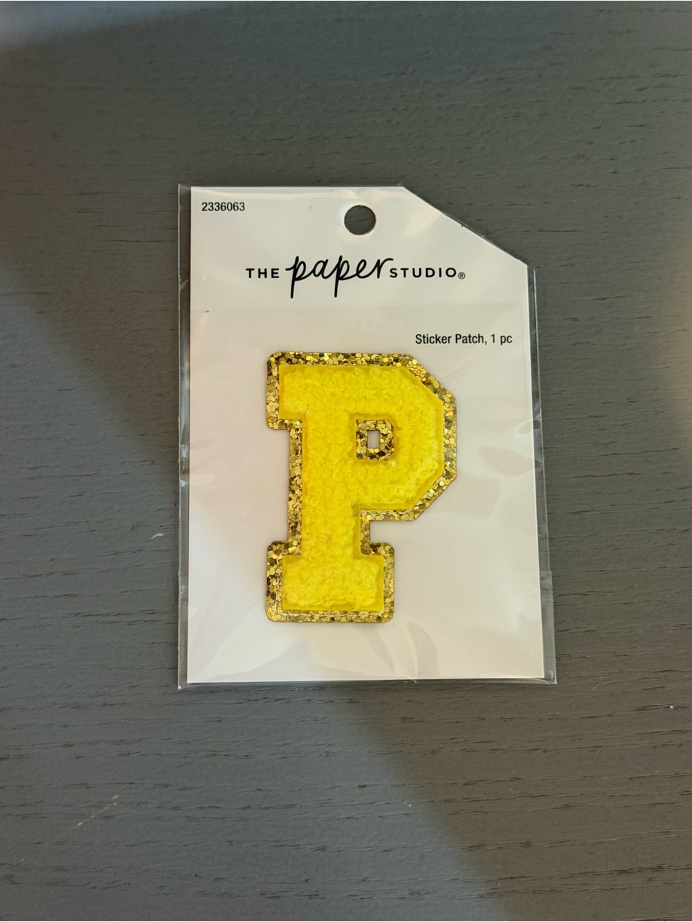 The paper studio p yellow sticker patch with sequins on sides
